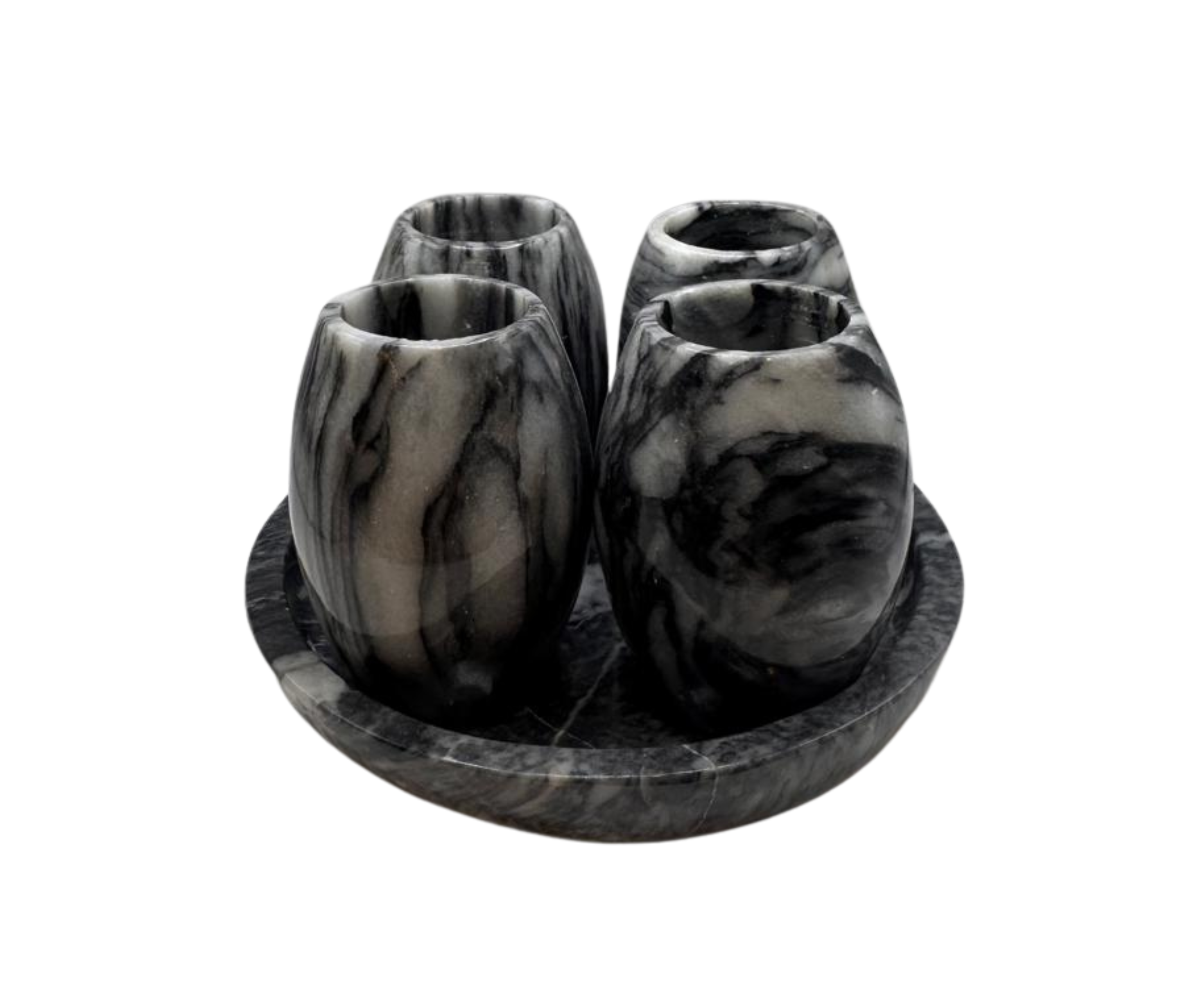 Set of 4 marble barrel style mezcaleros.