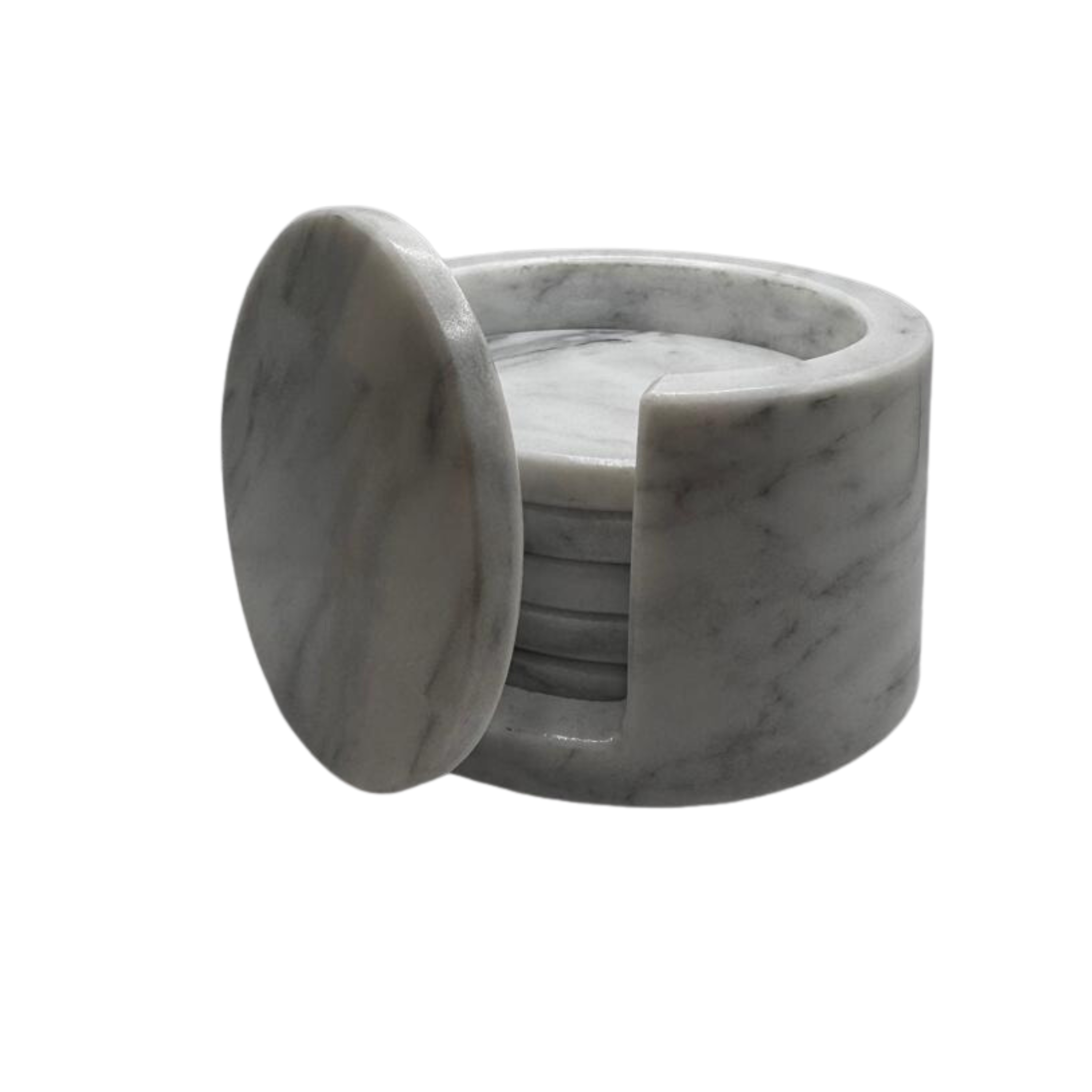Set of circular coasters with marble base.