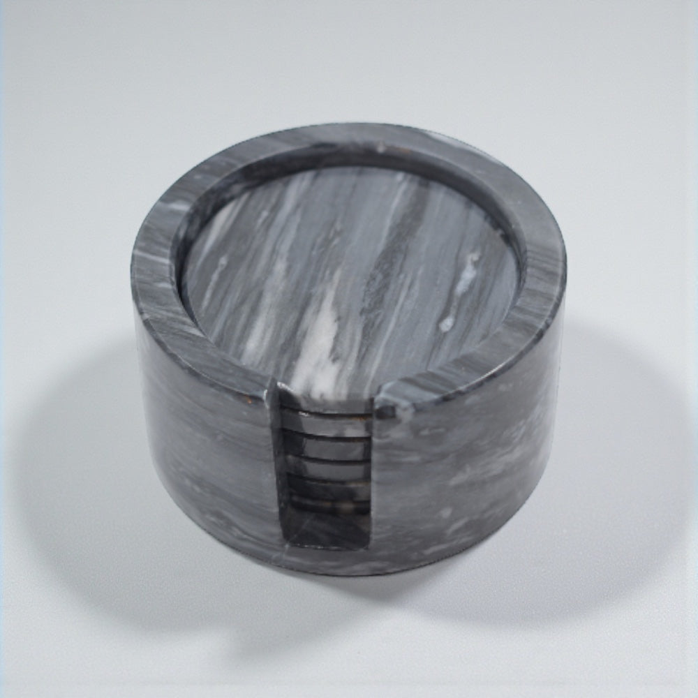Juego de Portavasos circular con base mármol.