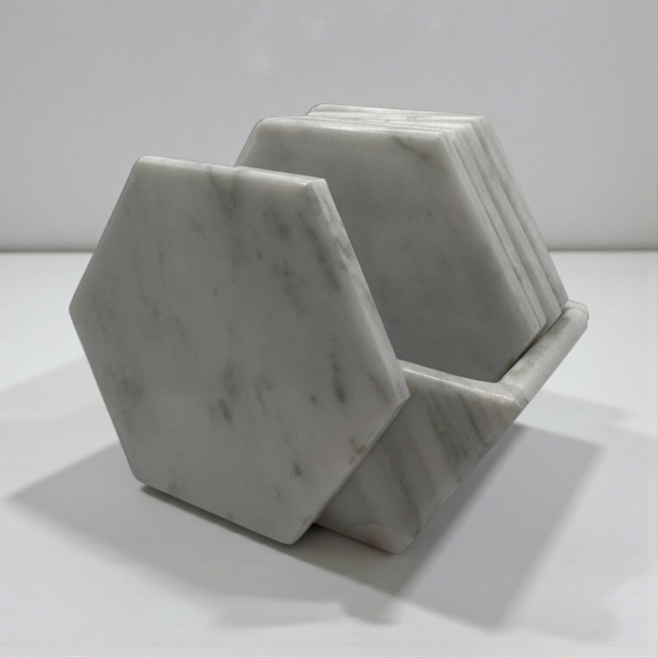 Juego de Portavasos Hexagonal con base mármol