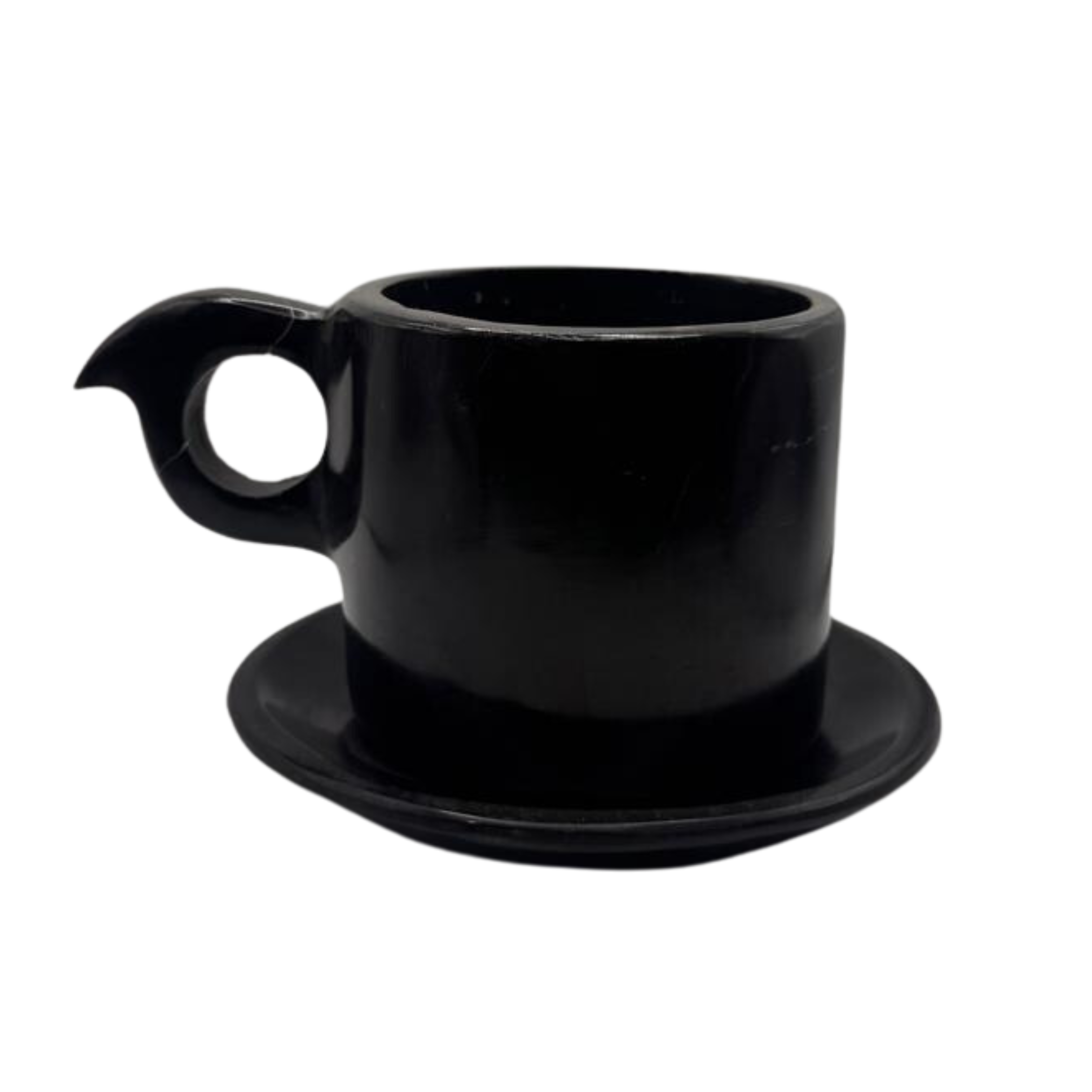 Black cup with marble plate