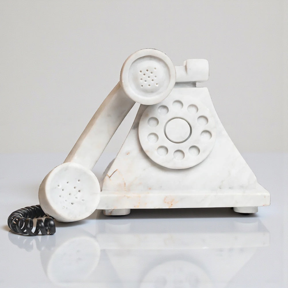 Teléfono Antiguo Blanco Marmol