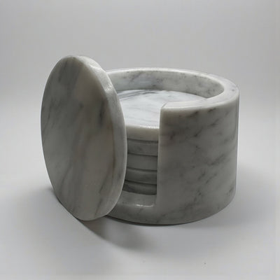 Set of circular coasters with marble base.