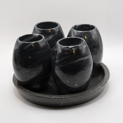 Set of 4 marble barrel style mezcaleros.