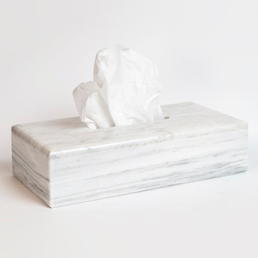 Rectangular Marble Disposable Tissue Holder.