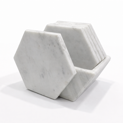 Hexagonal Coaster Set with Marble Base