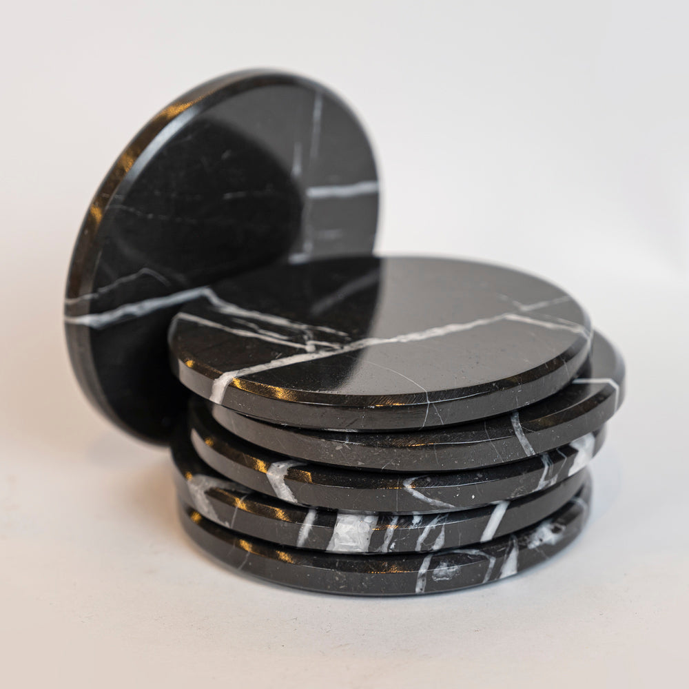 Set of 6 circular coasters without marble base