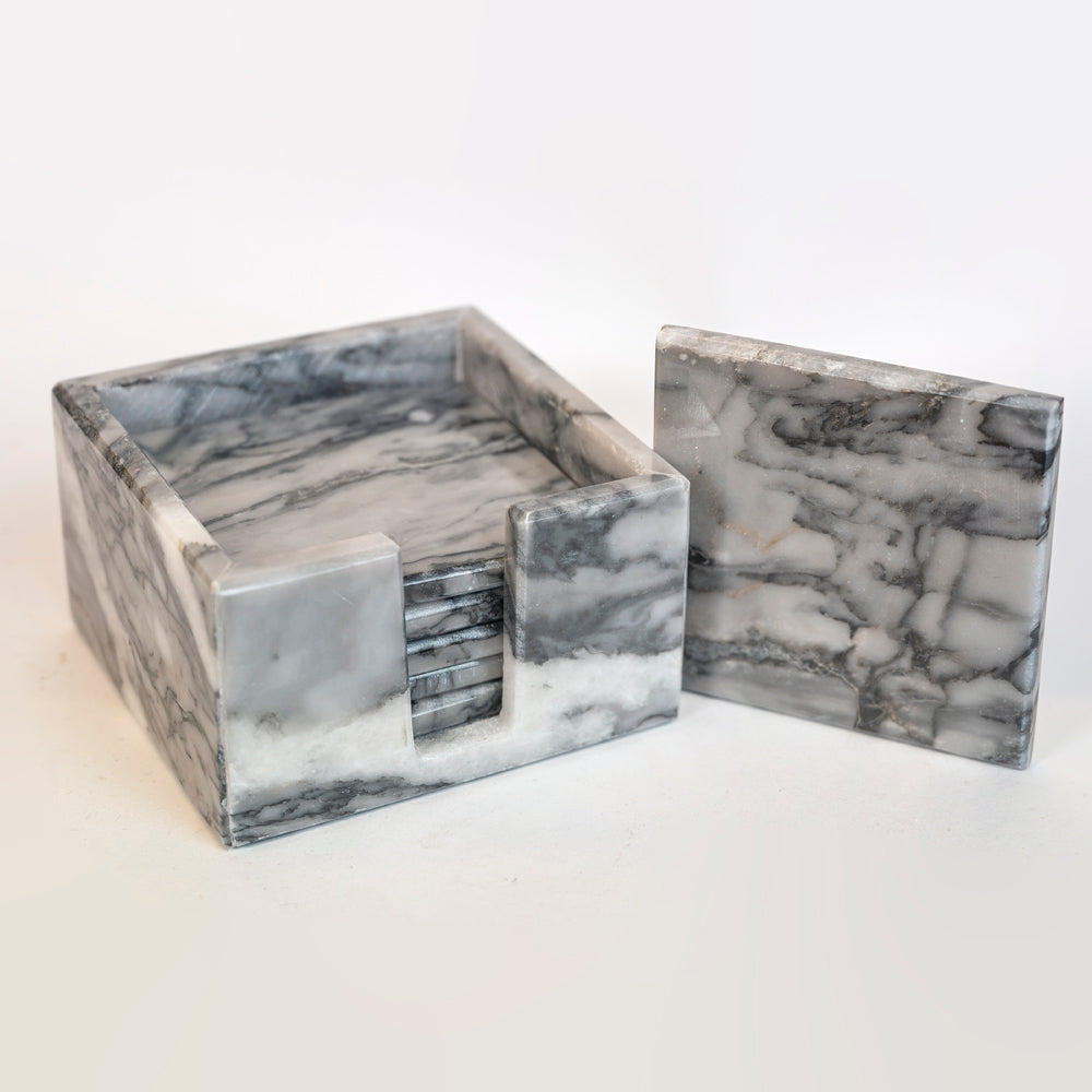 Square coaster set with marble base