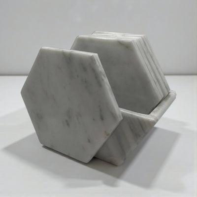 Hexagonal Coaster Set with Marble Base