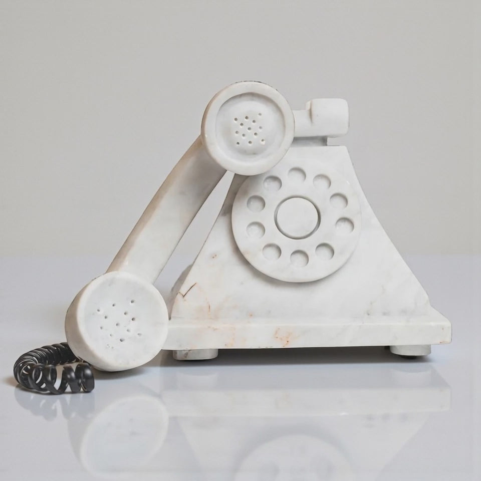 Teléfono Antiguo Blanco Marmol