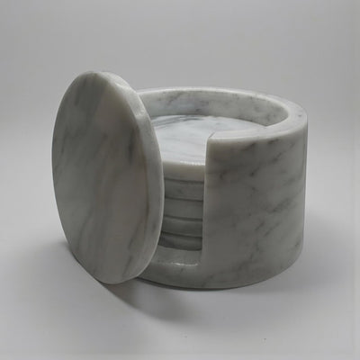 Set of circular coasters with marble base.