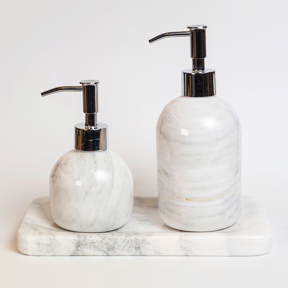 Bathroom set, shampoo and marble soap dish