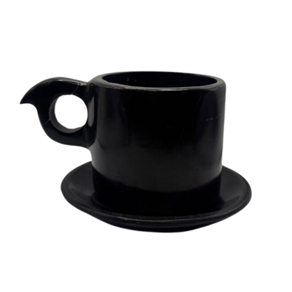 Black cup with marble plate